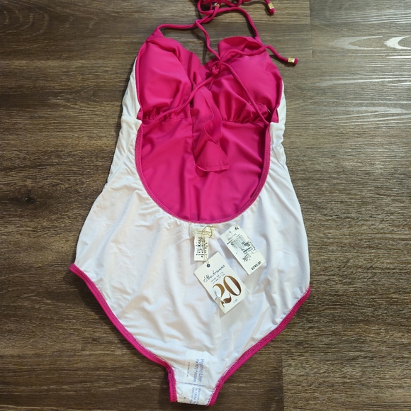 Shoshanna Lattice Ruffle One Piece  Fuschia 🎁 - Picture 6 of 7